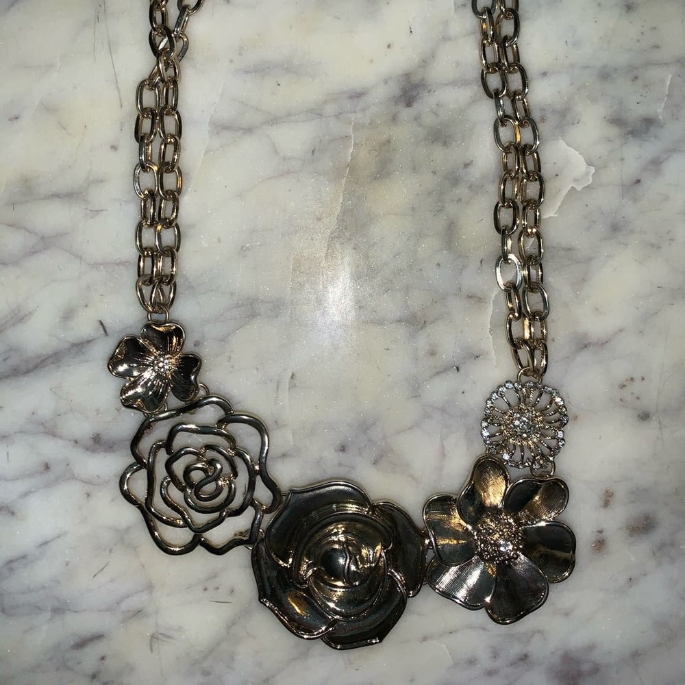 Gold flower statement necklace